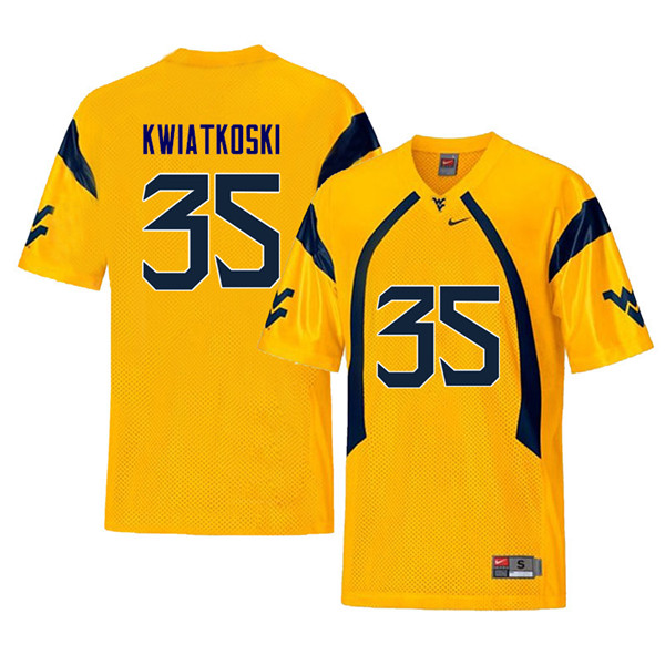 Men #35 Nick Kwiatkoski West Virginia Mountaineers Retro College Football Jerseys Sale-Yellow - Click Image to Close
